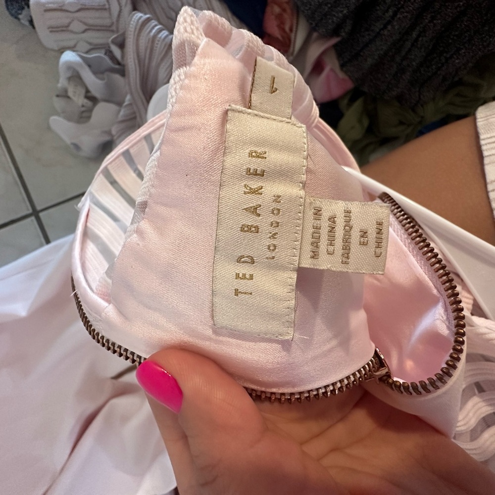 Ted Baker London Eleese Mesh Detail Skater Dress Light Pink – Size 1 (US 4) - Picture 9 of 9